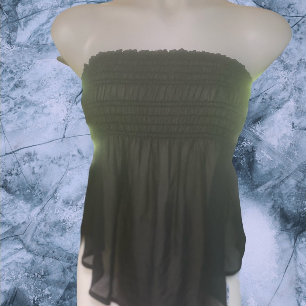 Sheer cover up Black Strapless Top